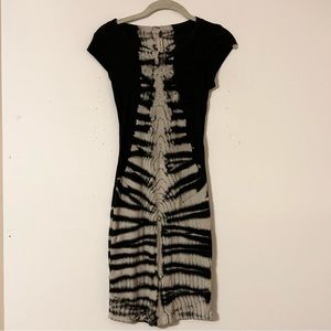 Raquel Allegra black and white bodycon tie dye jersey dress